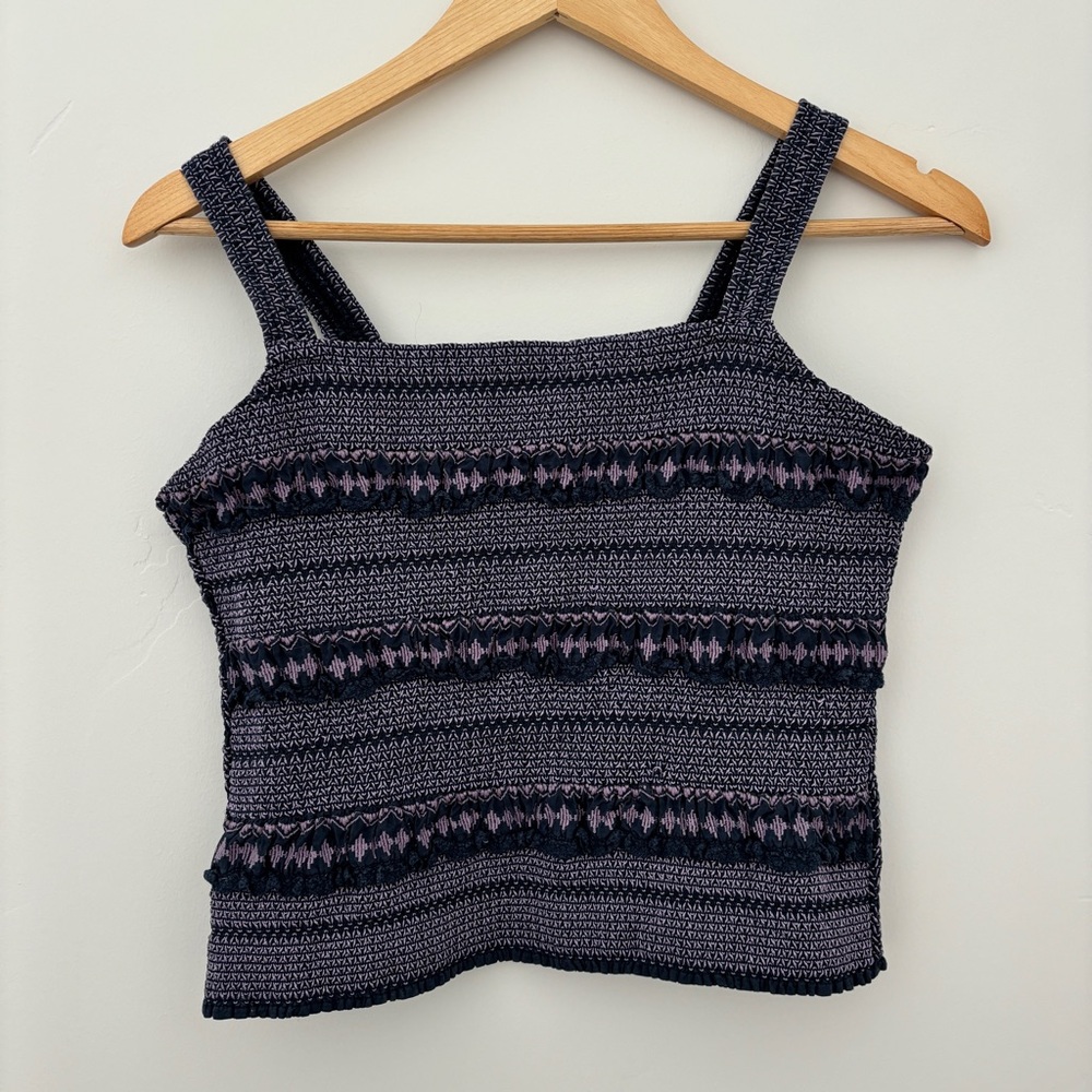 Anthropologie Smocked Embroidery Tank - Small